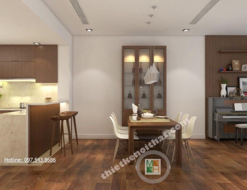 Bộ bàn ghế ăn hiện đại được thiết kế tối giản mà vẫn đảm bảo công năng sử dụng